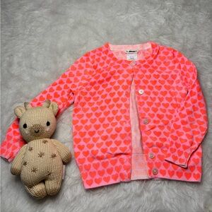 Crewcuts Vibrant Pink Heart Cardigan